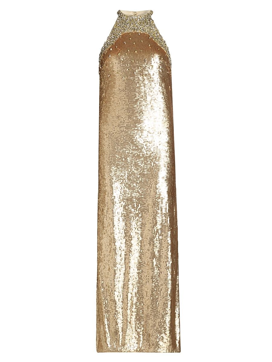 Women's Elwood Embellished Sleeveless Sequin Gown - Antique - Size 16