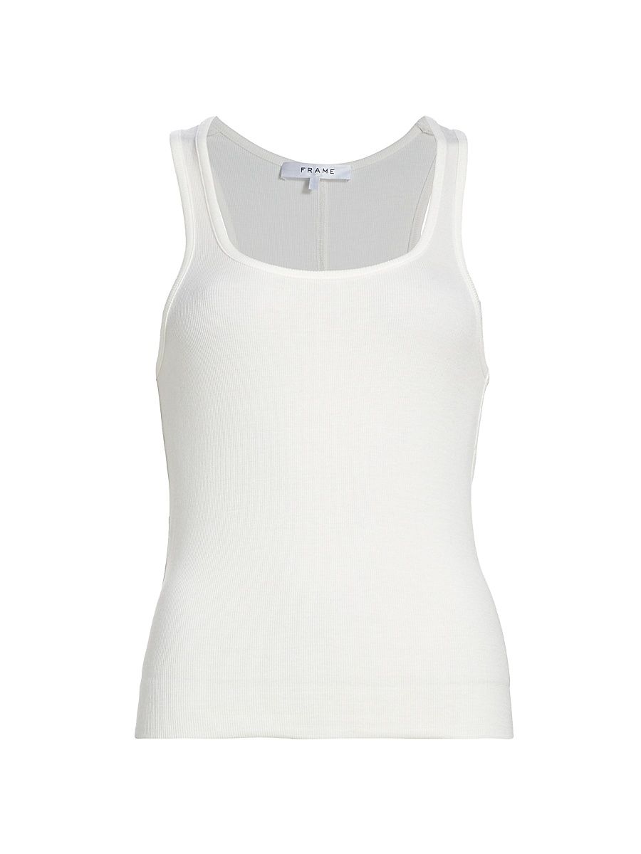 Women's Ribbed Fitted Tank - White - Size XL
