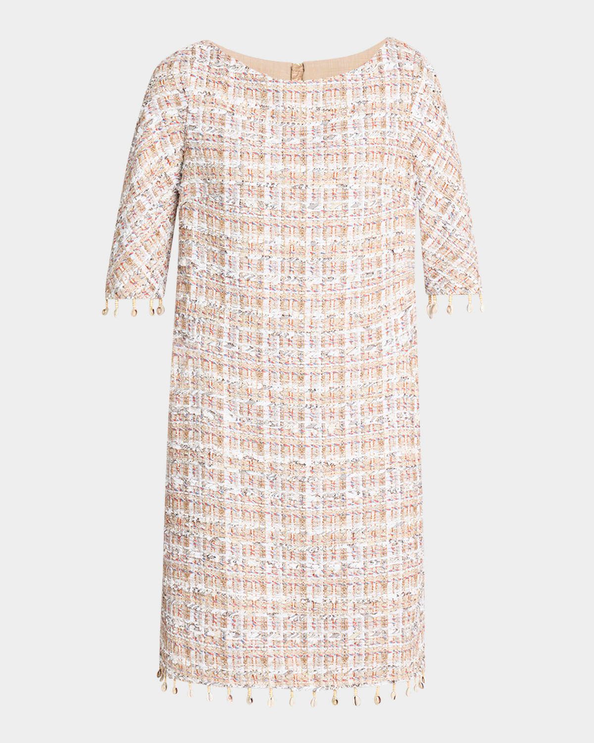 Safari Tweed Beaded-Fringe Dress
