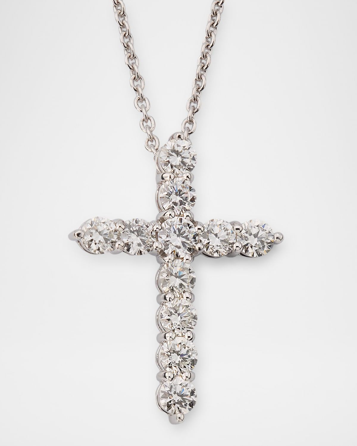 18K White Gold Large Diamond Cross Necklace, 1.77tcw