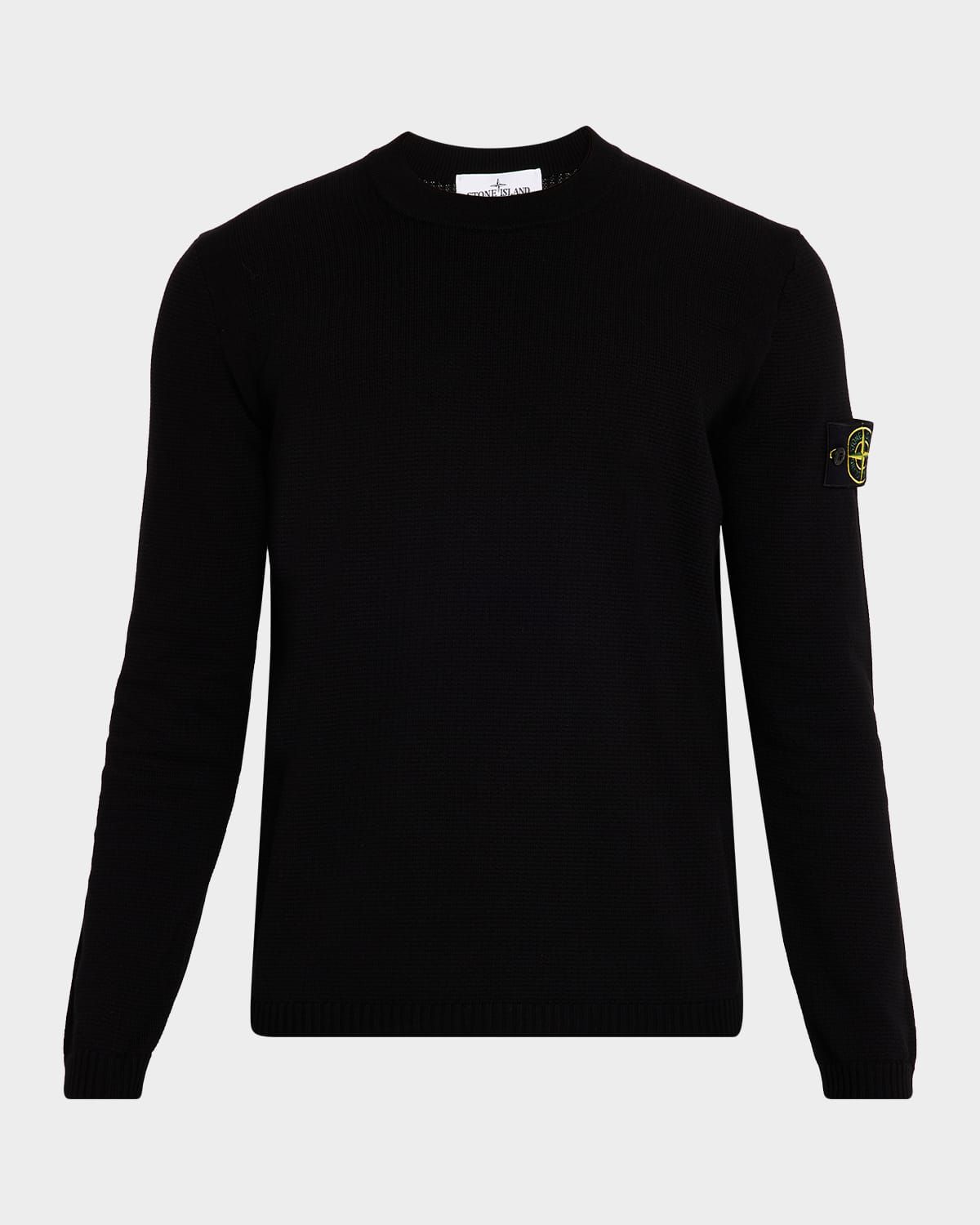 Men & apos;s Cotton Crewneck Sweater with Logo Badge