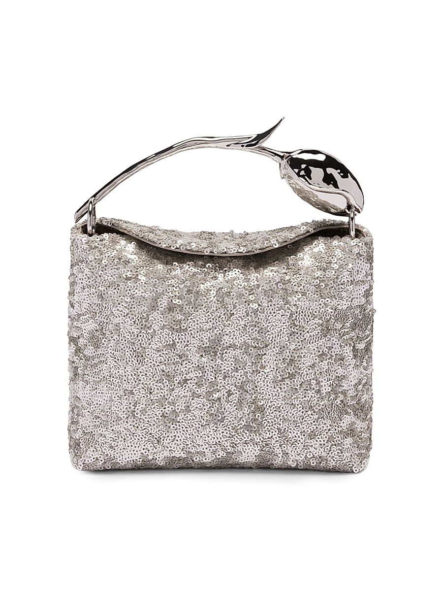 Women's Bloom Mini Sequin-Embellished Top Handle Bag - Silver