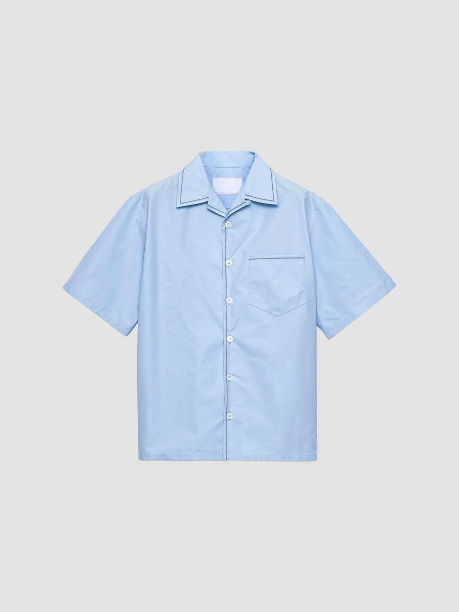 Prada Men's Short-Sleeved Cotton Shirt - Blue - Size XXL