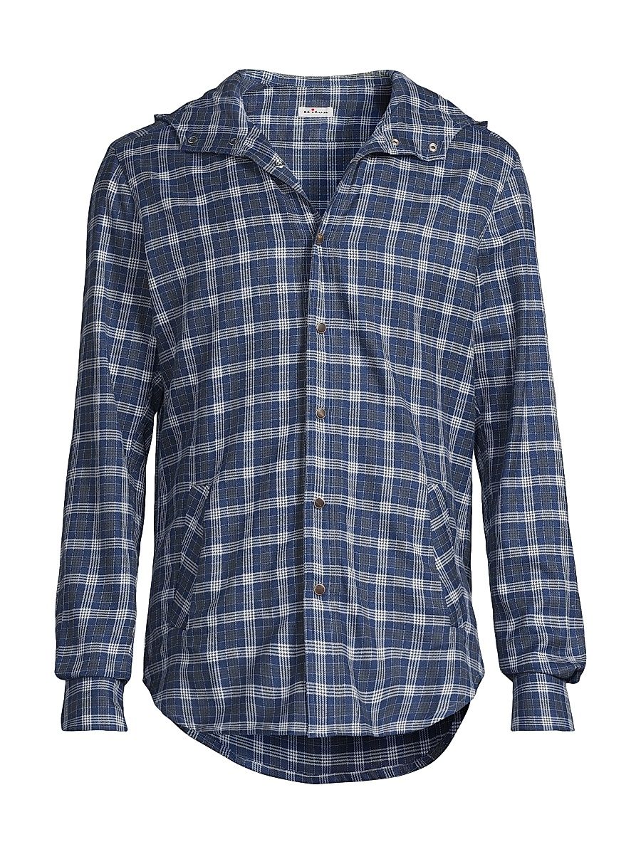 Men's Mariano Glen Plaid Hooded Shirt - Blue - Size XXL
