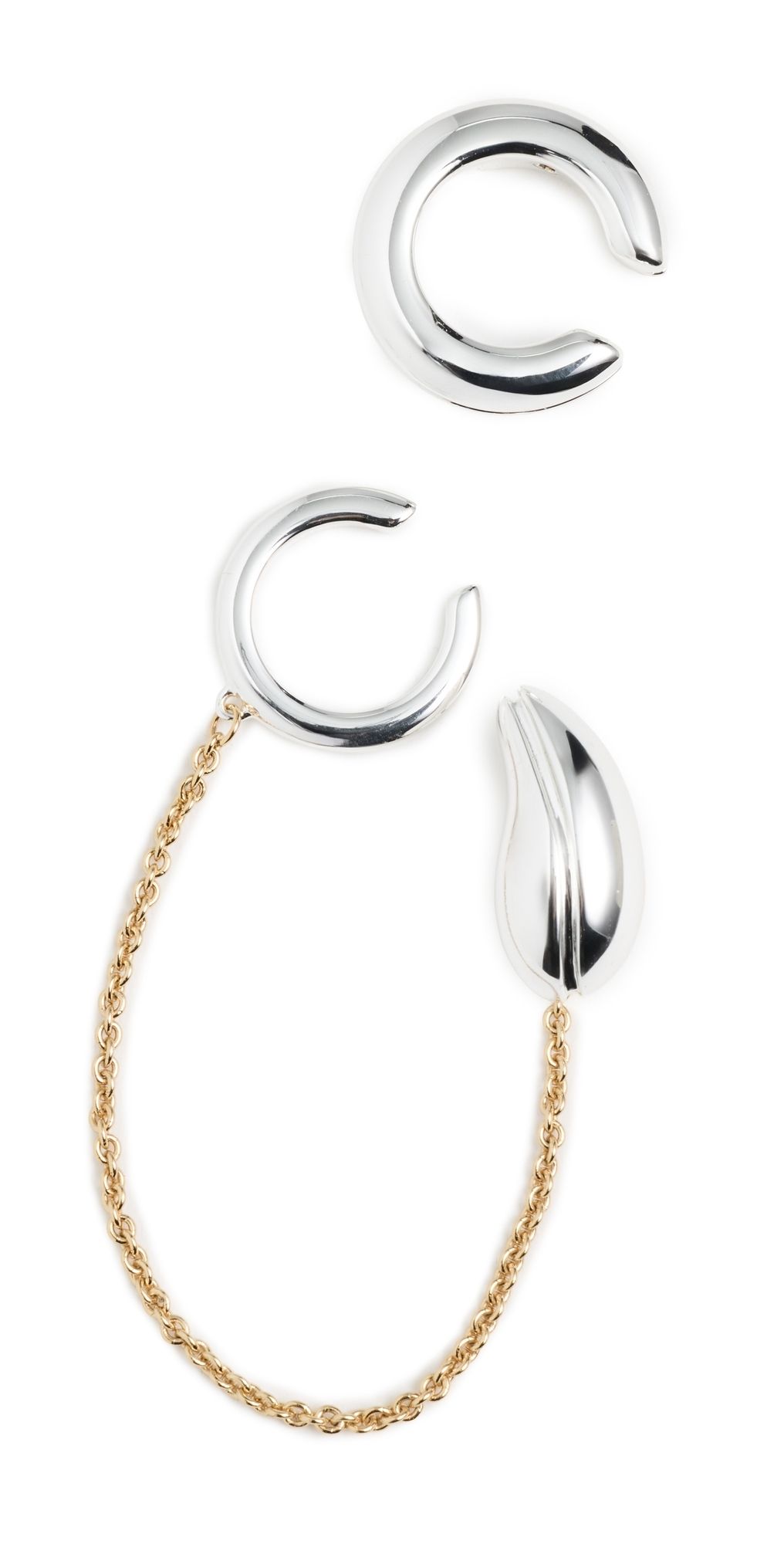 Tory Burch Pierced Chain Ear Cuff Light Brass/Light Silver One Size