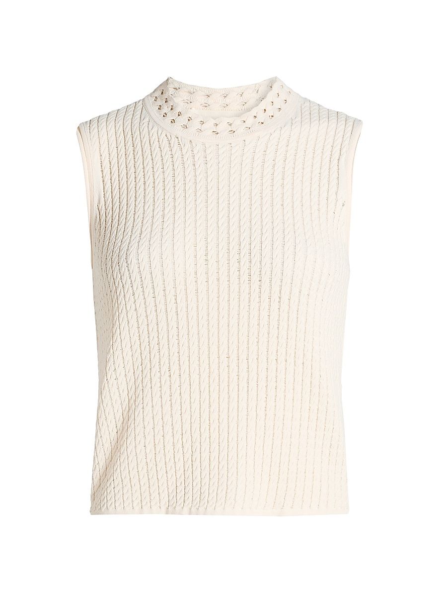 Women's Cable-Knit Sleeveless Top - Plaster - Size XL
