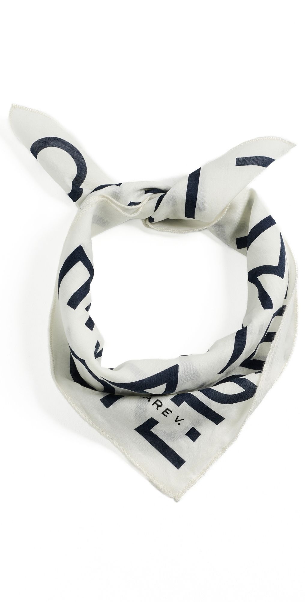 Clare V. Le Text Cotton Bandana Cream w/ Navy Le Text One Size