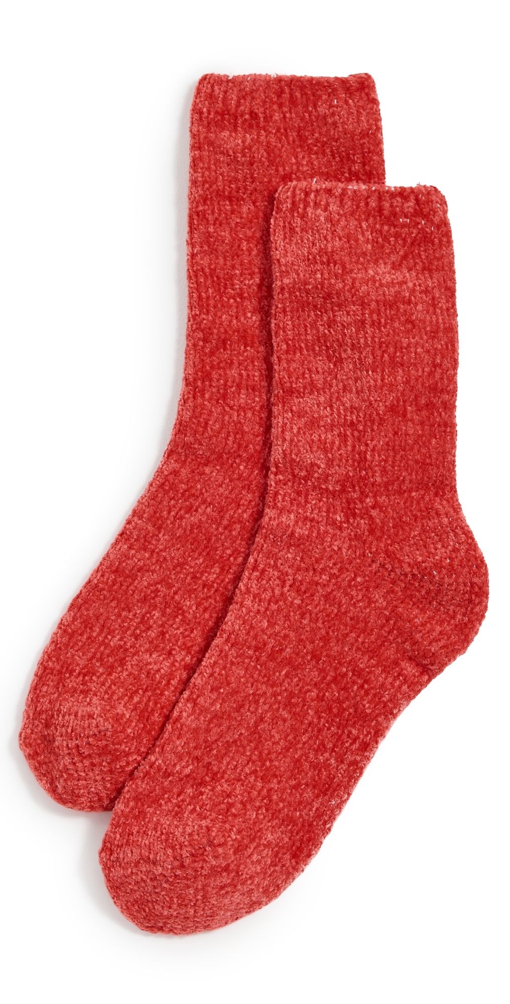 Stems Fuzzy Crew Socks Red One Size