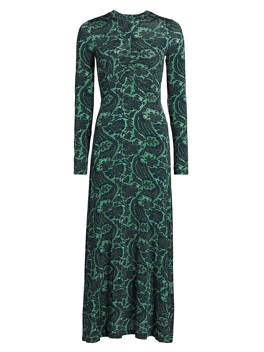 Women's Naia Ruched Printed Jersey Maxi Dress - Verde - Size XL