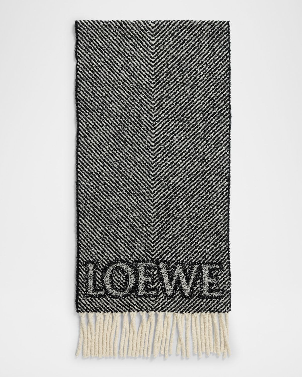 Logo Fringe Wool-Blend Scarf