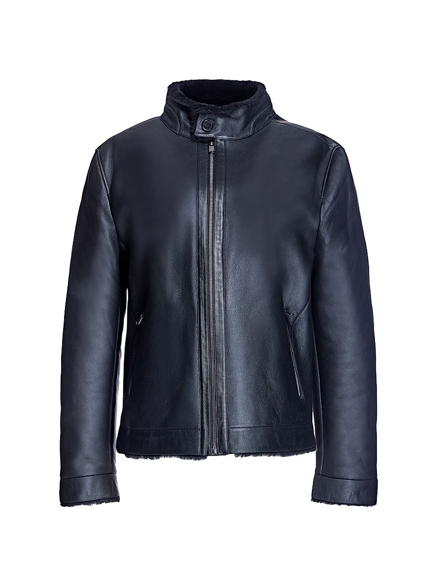 Men's Shearling Jacket - Black - Size Large