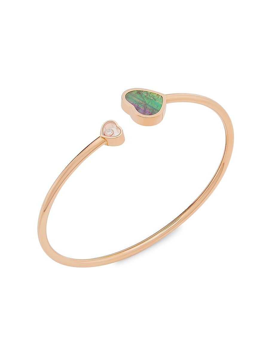 Women's Happy Hearts 18K Rose Gold, Diamond & Tahitian Mother-Of-Pearl Bangle - Rose Gold