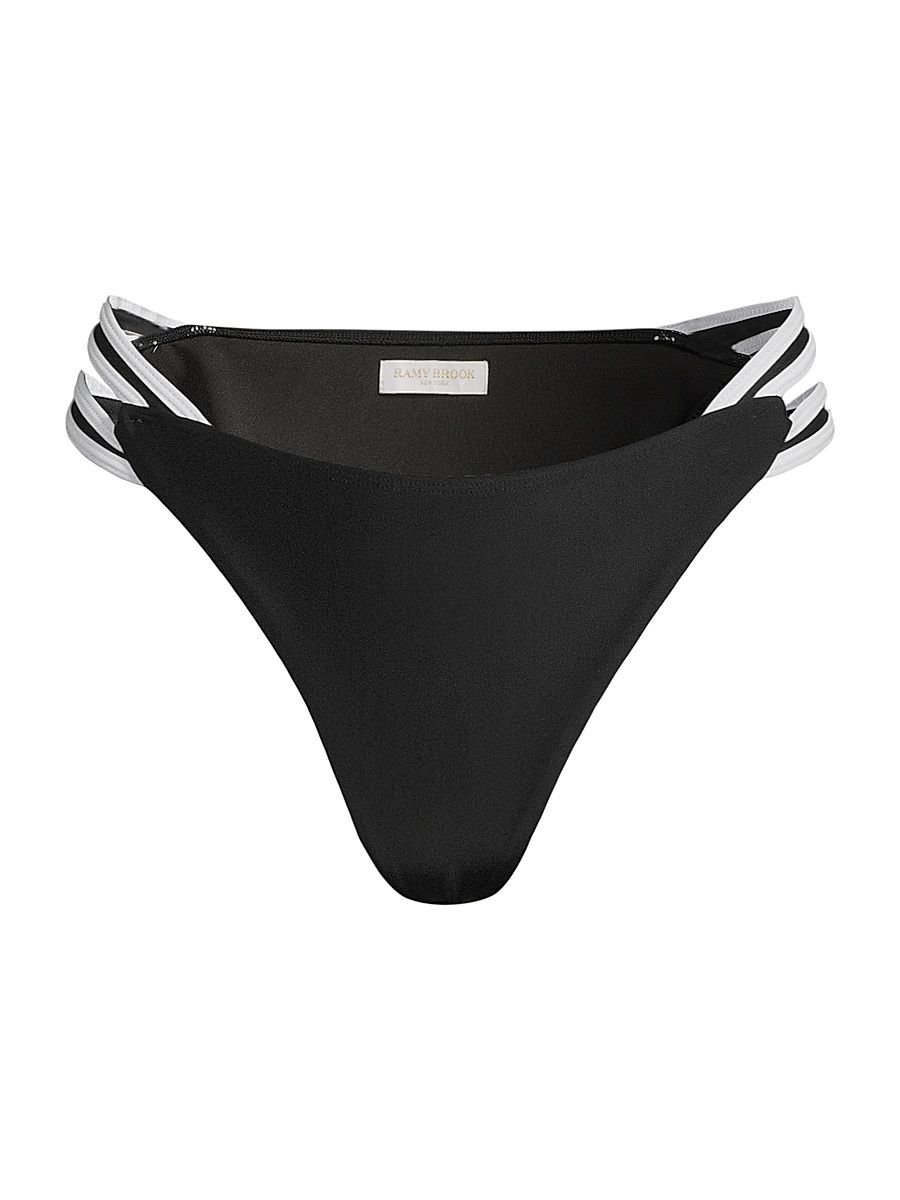 Women's Meggie Striped Bikini Bottom - Black White - Size Large
