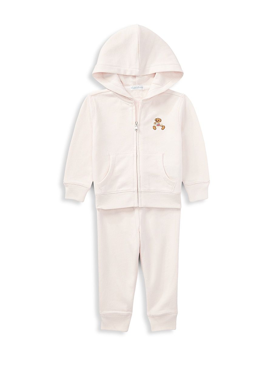 Baby Girl's 2-Piece Polo Bear Hoodie & Joggers Set - Pink - Size 6 Months