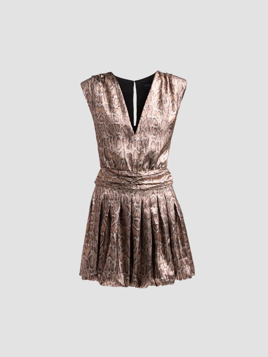 Ramy Brook Women's Crystal Snake V-Neck Mini Dress - Metallic Python - Size 12