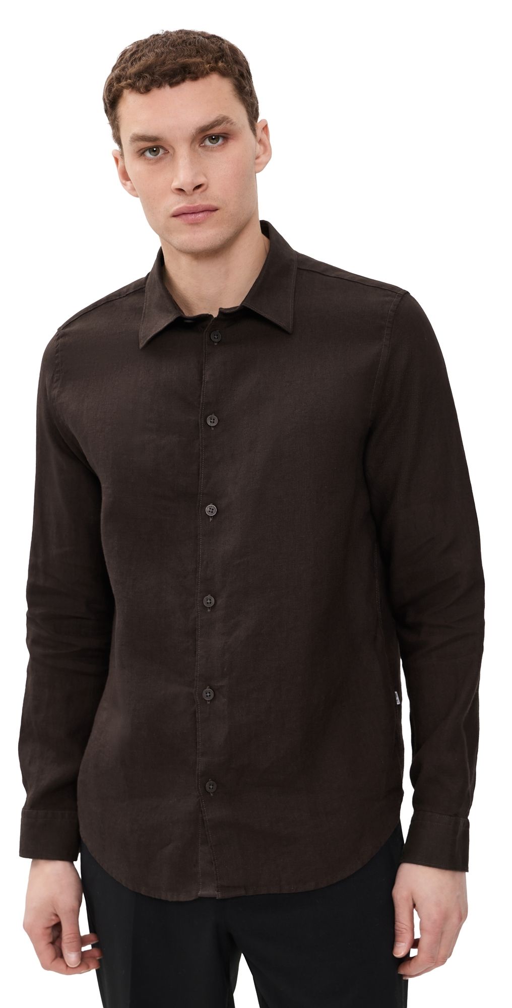 NN07 Enzo Linen Shirt Deep Truffle L