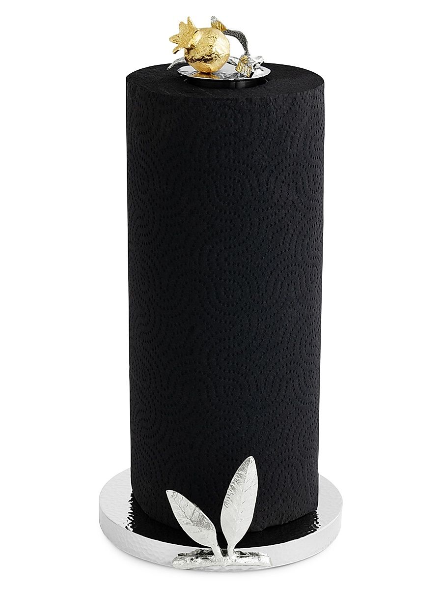 Pomegranate Silver & Gold Paper Towel Holder - Yellow Grey