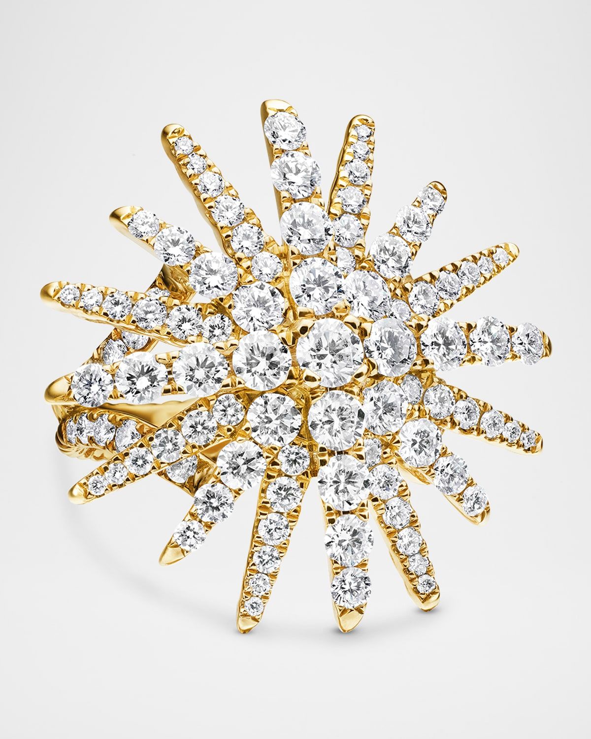 Starburst Ring with Diamonds in 18K Gold, 28mm