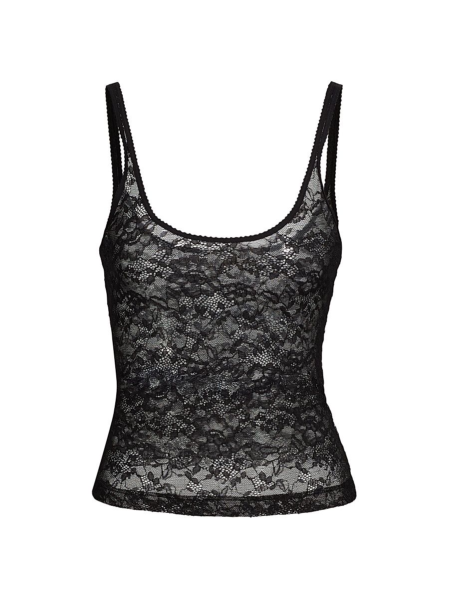 Women's Vinka Lace Semi-Sheer Tank - Black - Size XL