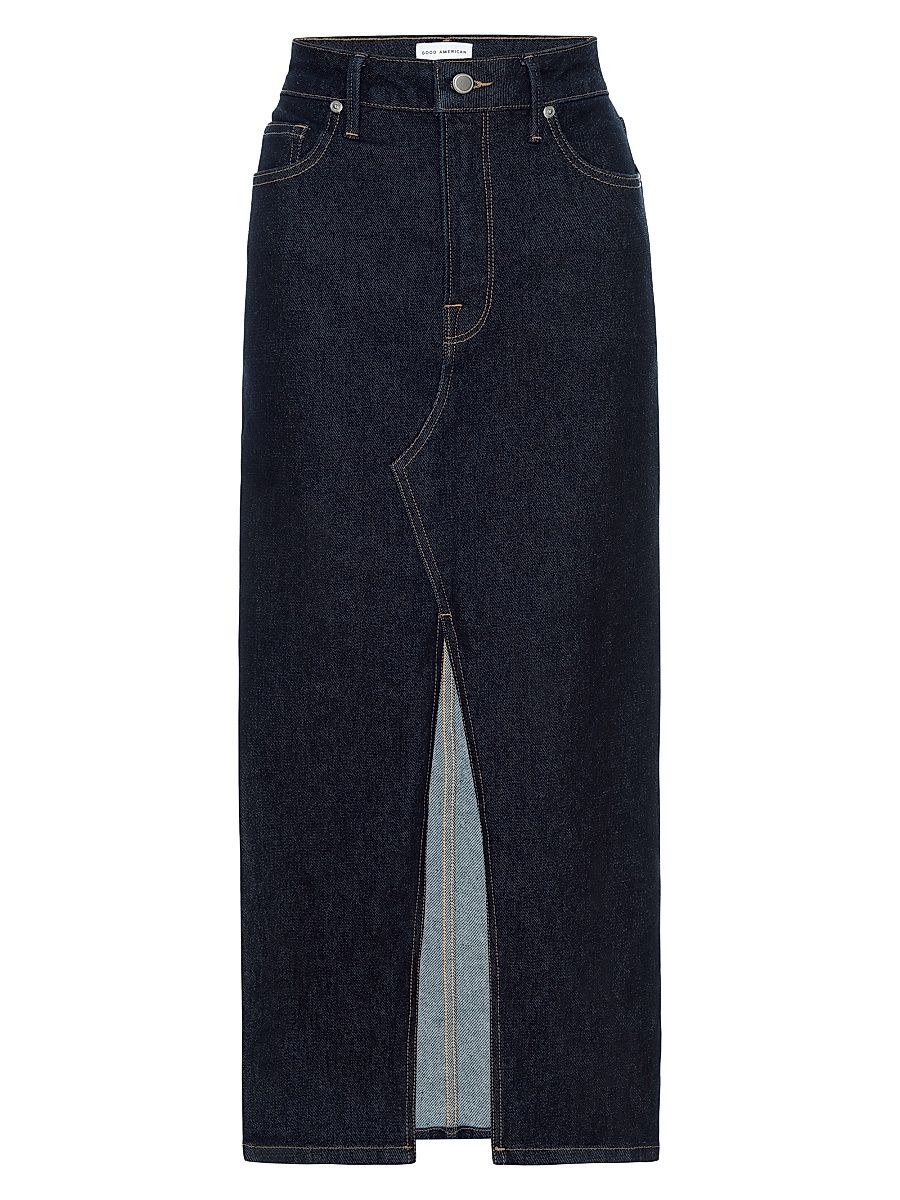 Women's Stretch Denim Midi-Skirt - Indigo - Size 6
