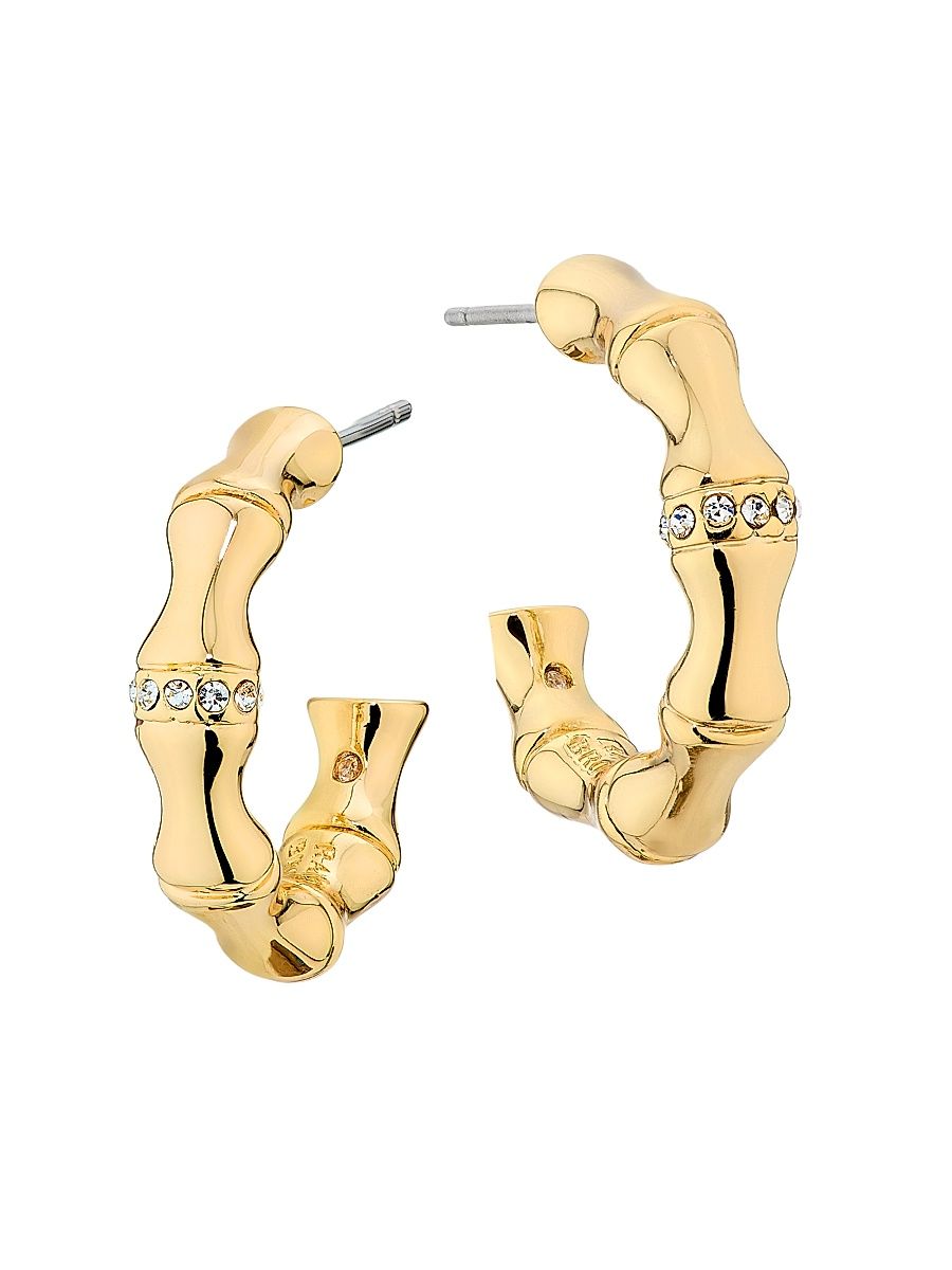 Women's Chiara Goldtone & Cubic Zirconia Bamboo Huggie Earrings - Gold