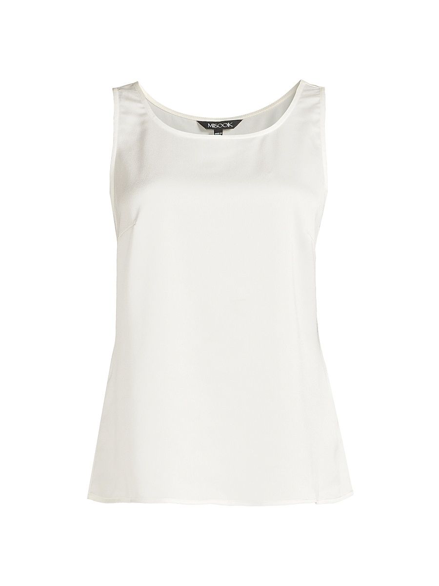 Women's Crepe De Chine Scoopneck Tank - White - Size XL