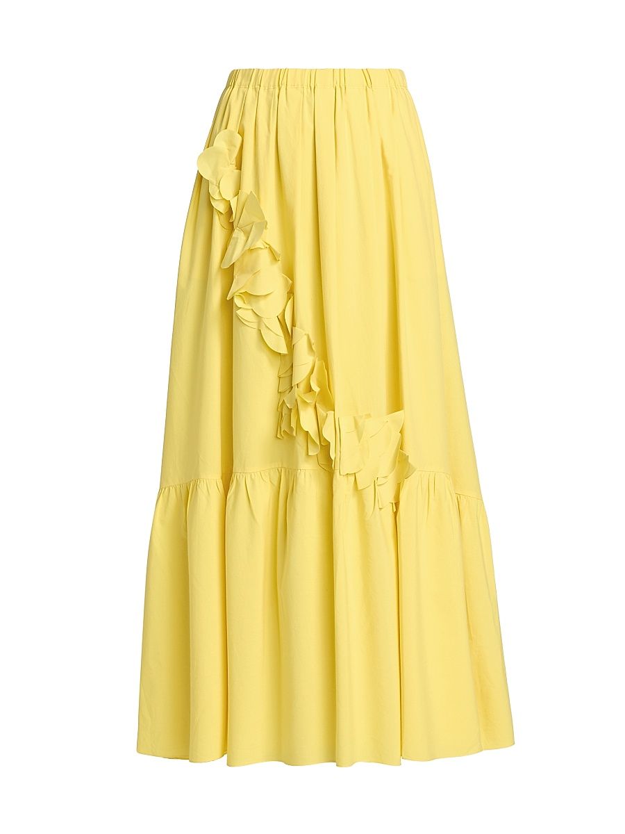 Women's Bridget Ruffled Cotton-Blend A-Line Maxi Skirt - Sunshine - Size XL