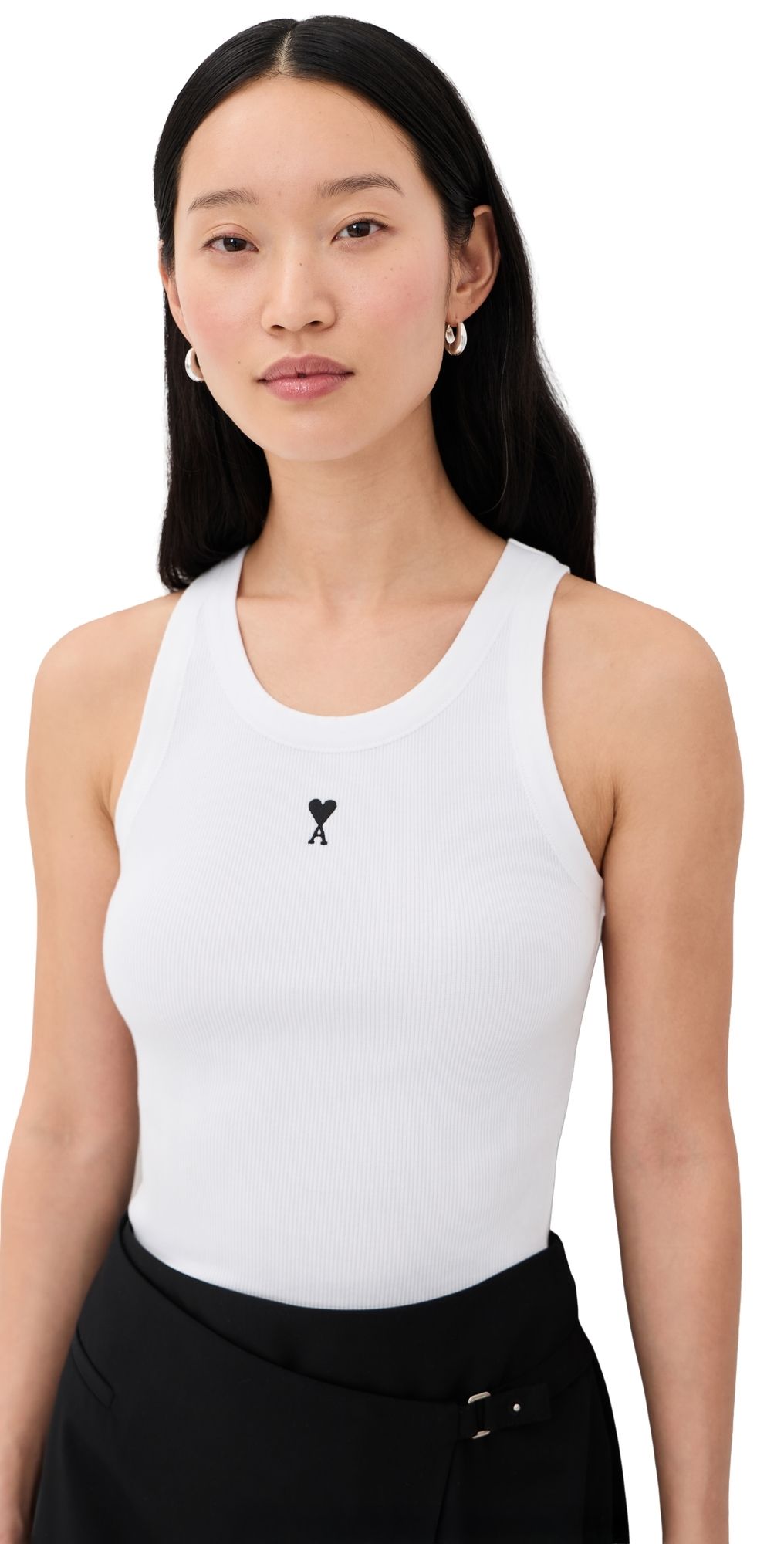 AMI Contrast Ami De Coeur Tank Top Blanc S