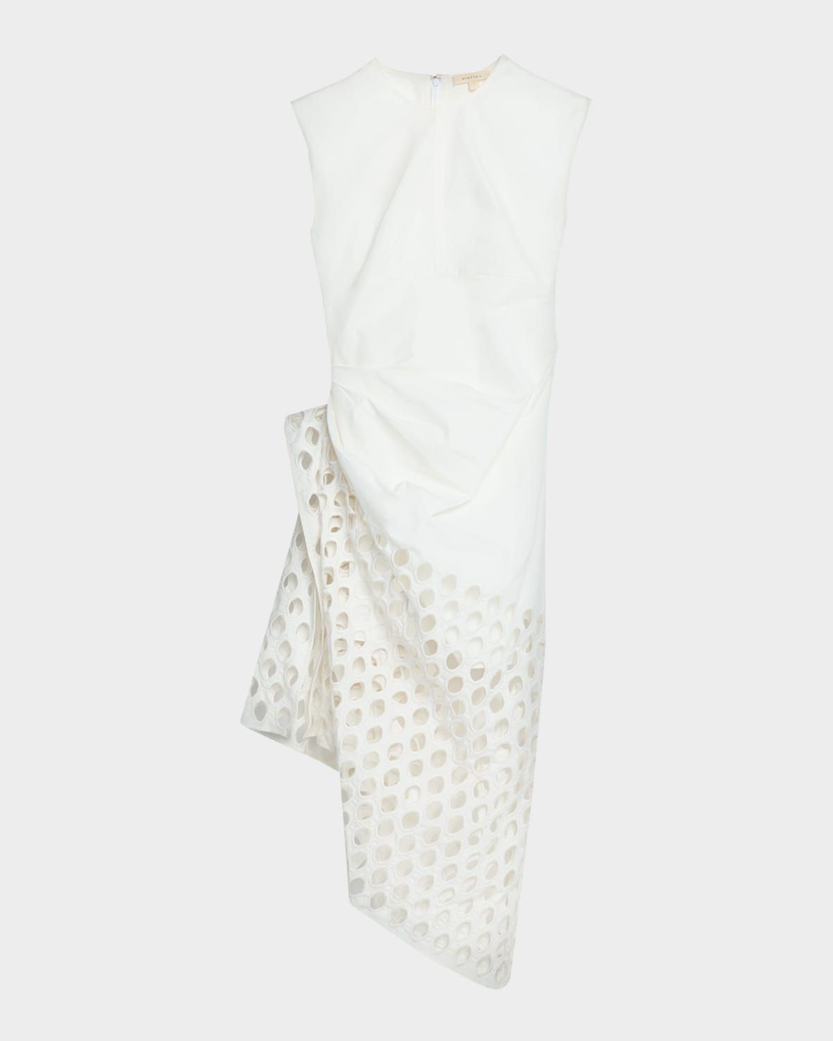 Notting Broderie Anglaise Asymmetric Draped Midi Dress