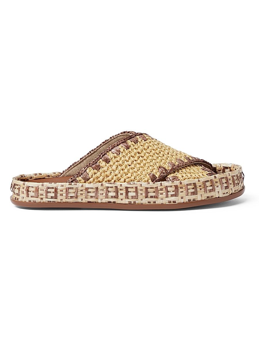 Women's Woven Criss-Cross Raffia Sandals - Natural Sellie - Size 11