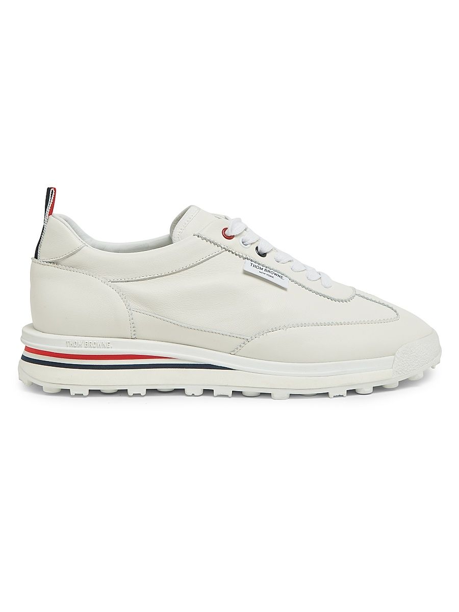 Men's Soft Tech Leather Low-Top Sneakers - White - Size 10.5