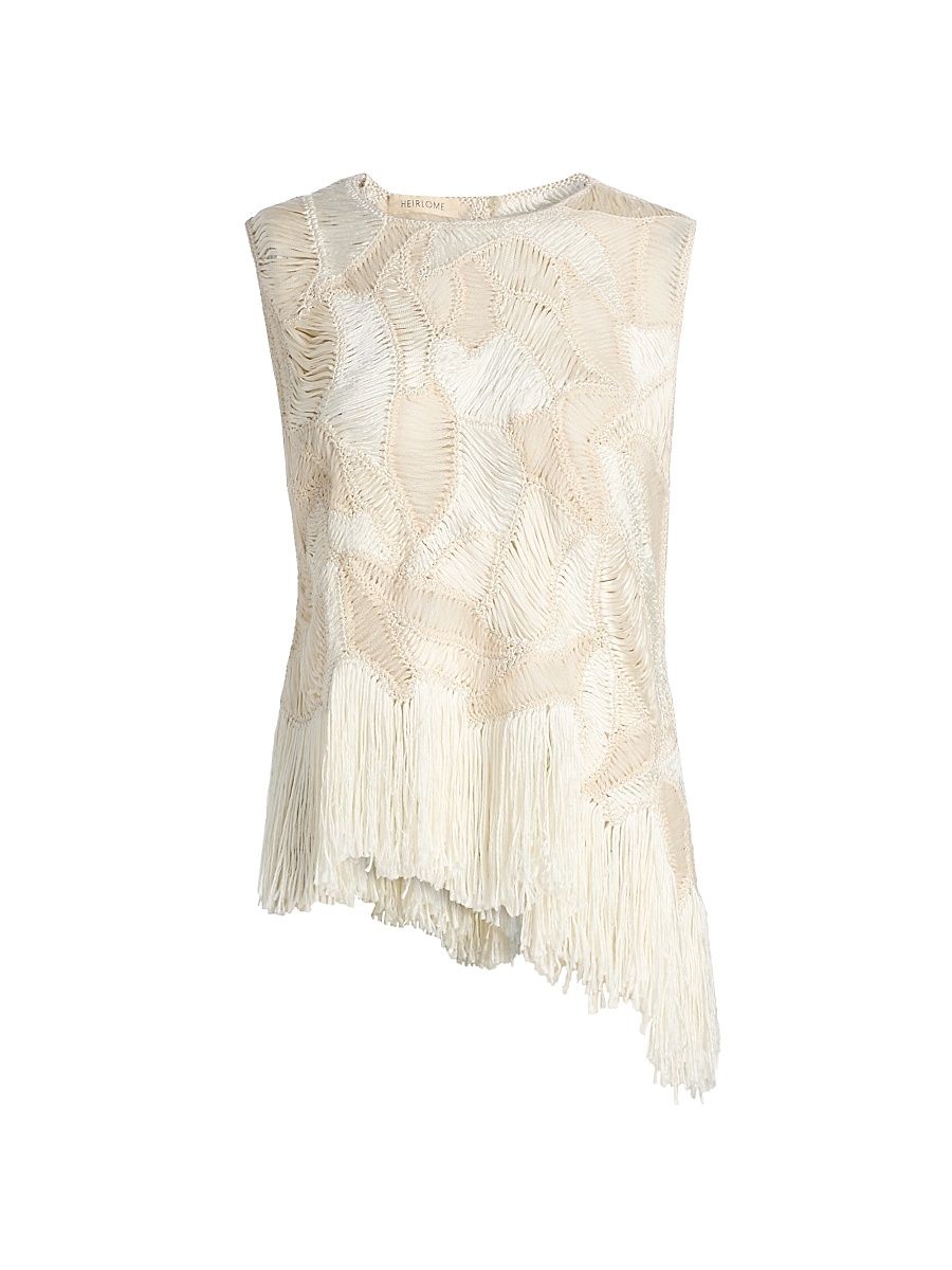 Women's Maureen Knit Asymmetric Sleeveless Top - Cream - Size Large