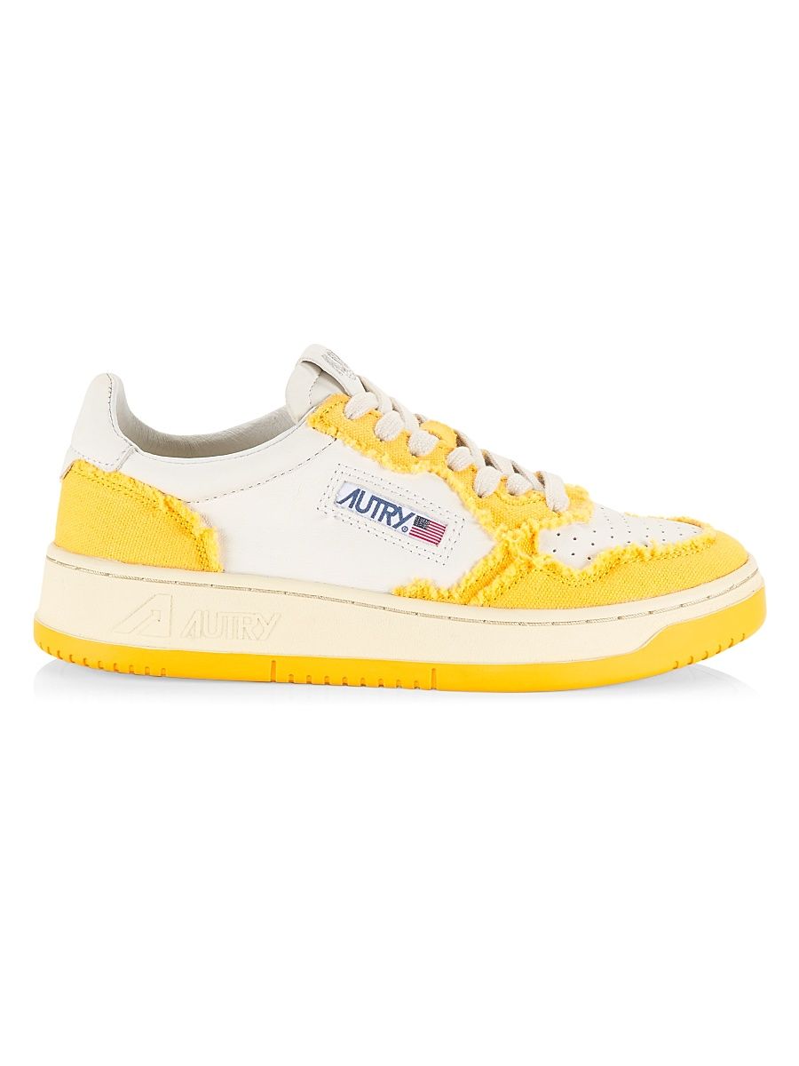Women's Medalist Canvas Low-Top Sneakers - White Yellow - Size 11