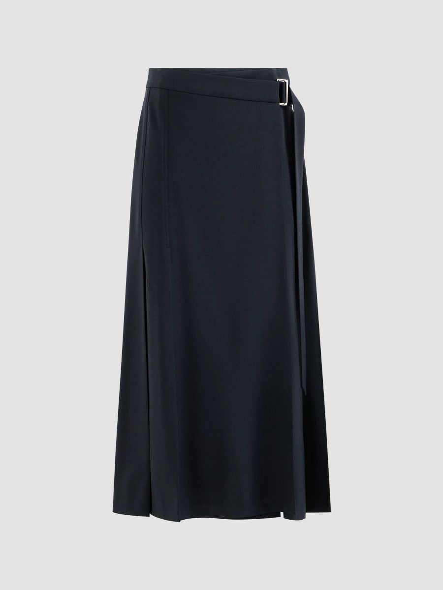 Brunello Cucinelli Women's Tropical Luxury Wool Kilt Skirt - Blue - Size 14