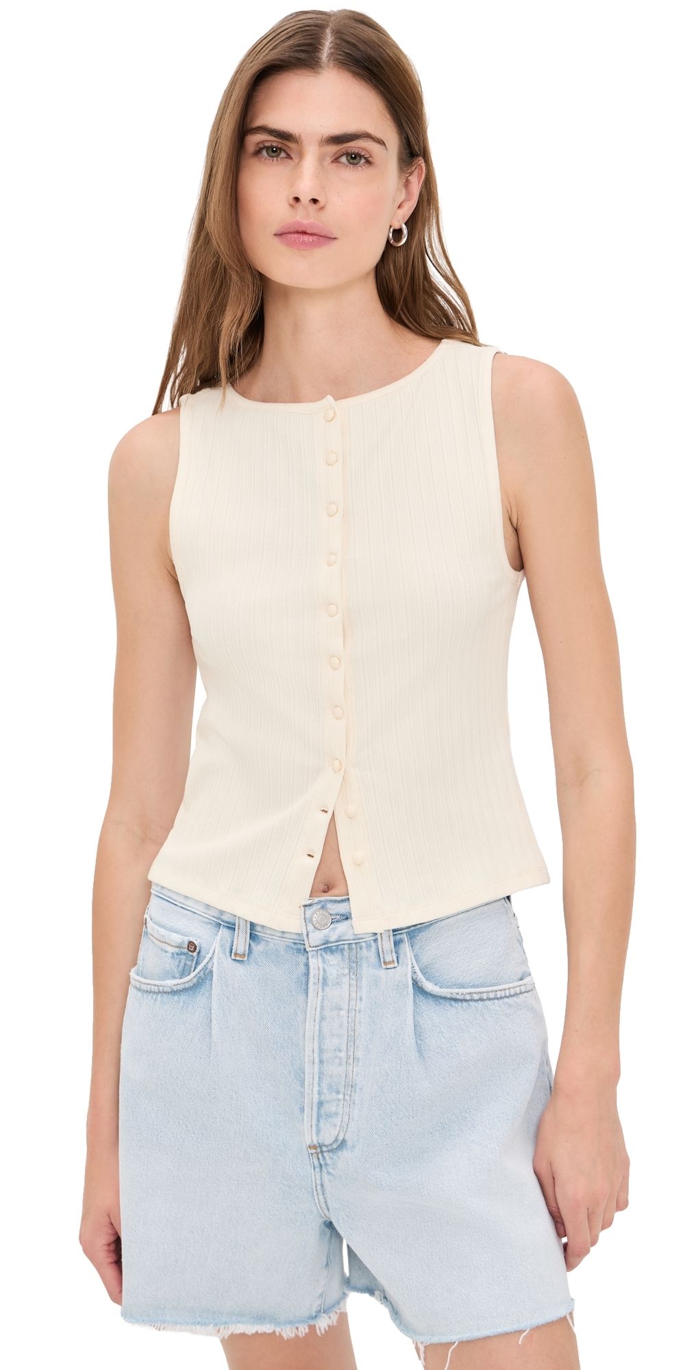 Madewell Ribbed Crewneck Shell Top Ivory M