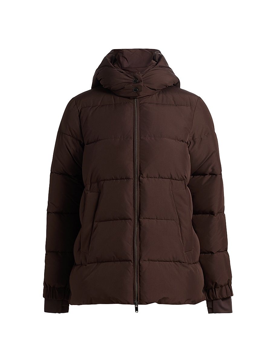 Women's Fee Short Puffer Coat - Chocolate Brown - Size XL