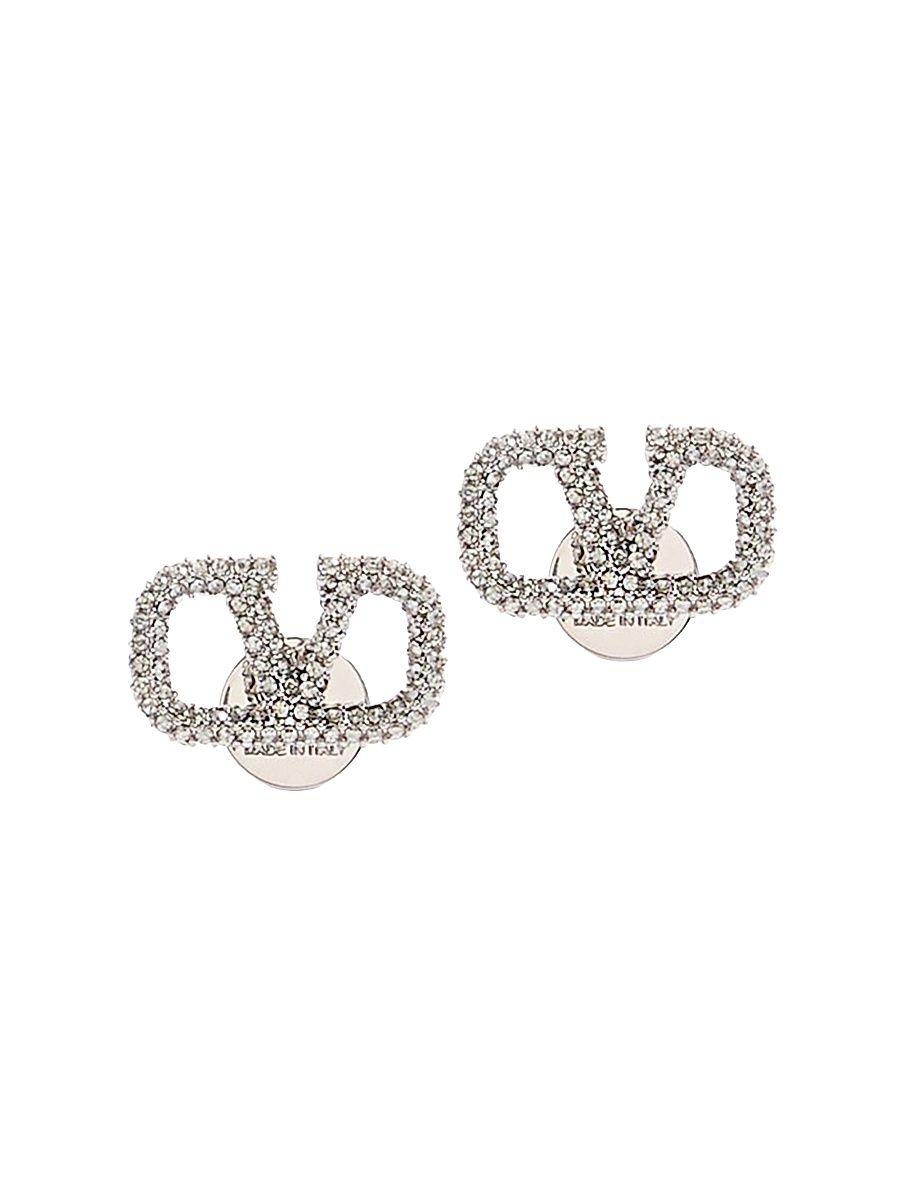 Women's Vlogo Signature Earrings in Metal and Swarovski Crystals - Palladium Crystal