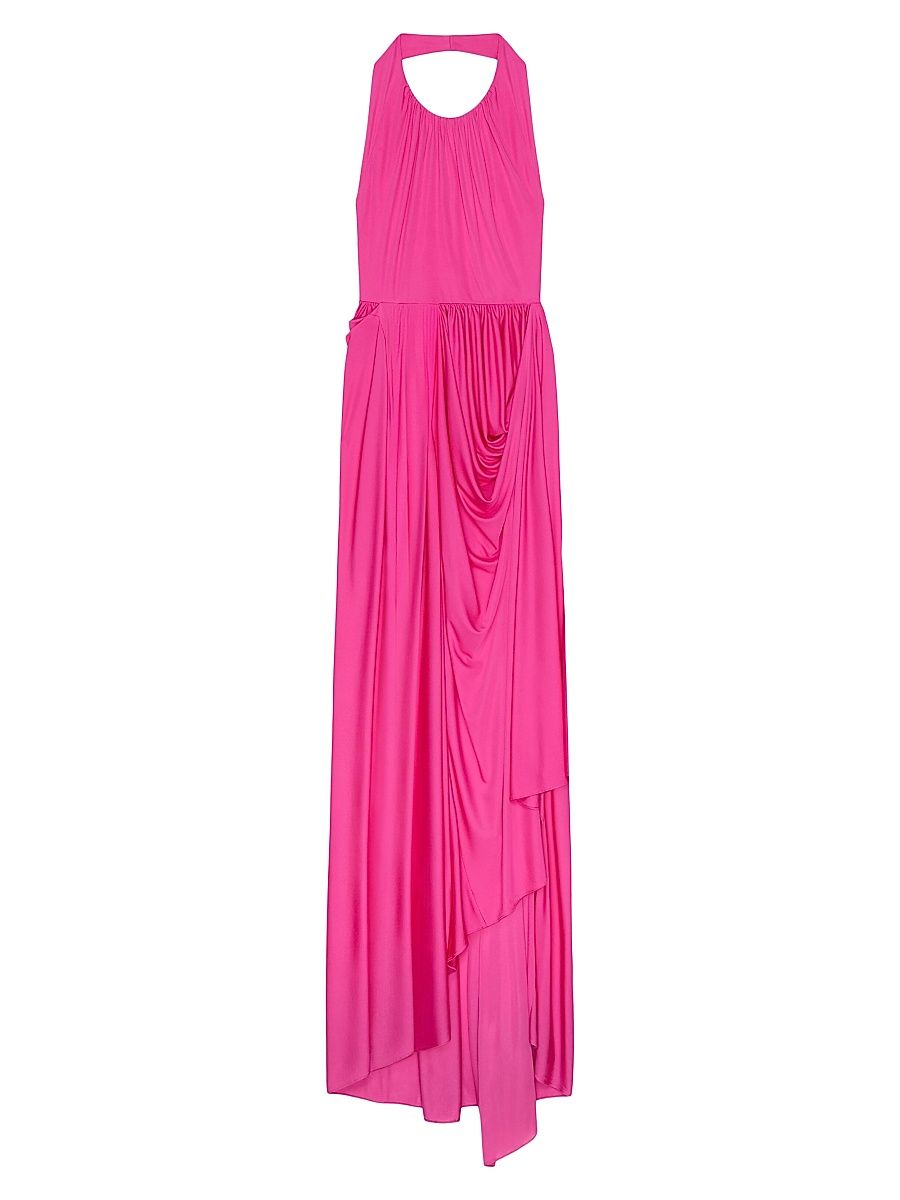 Women's Halterneck Draped Dress in Jersey - Fuchsia - Size 2