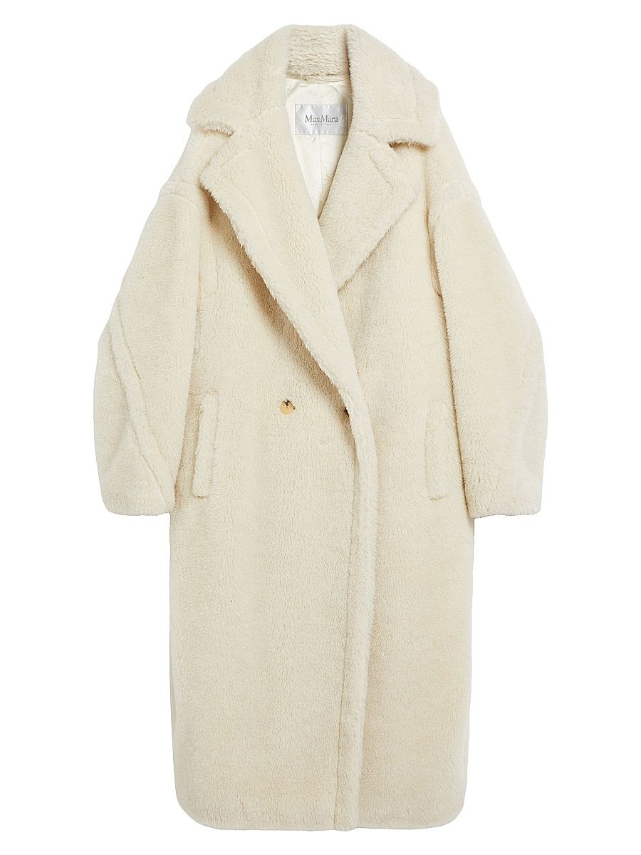 Women's Teddy Bear Icon Coat in Alpaca and Wool - White - Size Medium