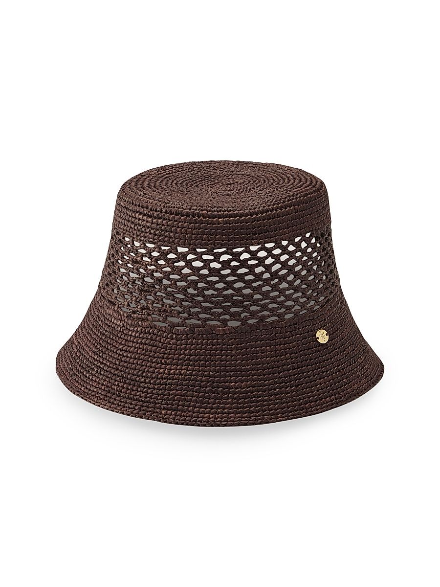 Women's Hana Raffia Bucket Hat - Chocolate - Size Medium