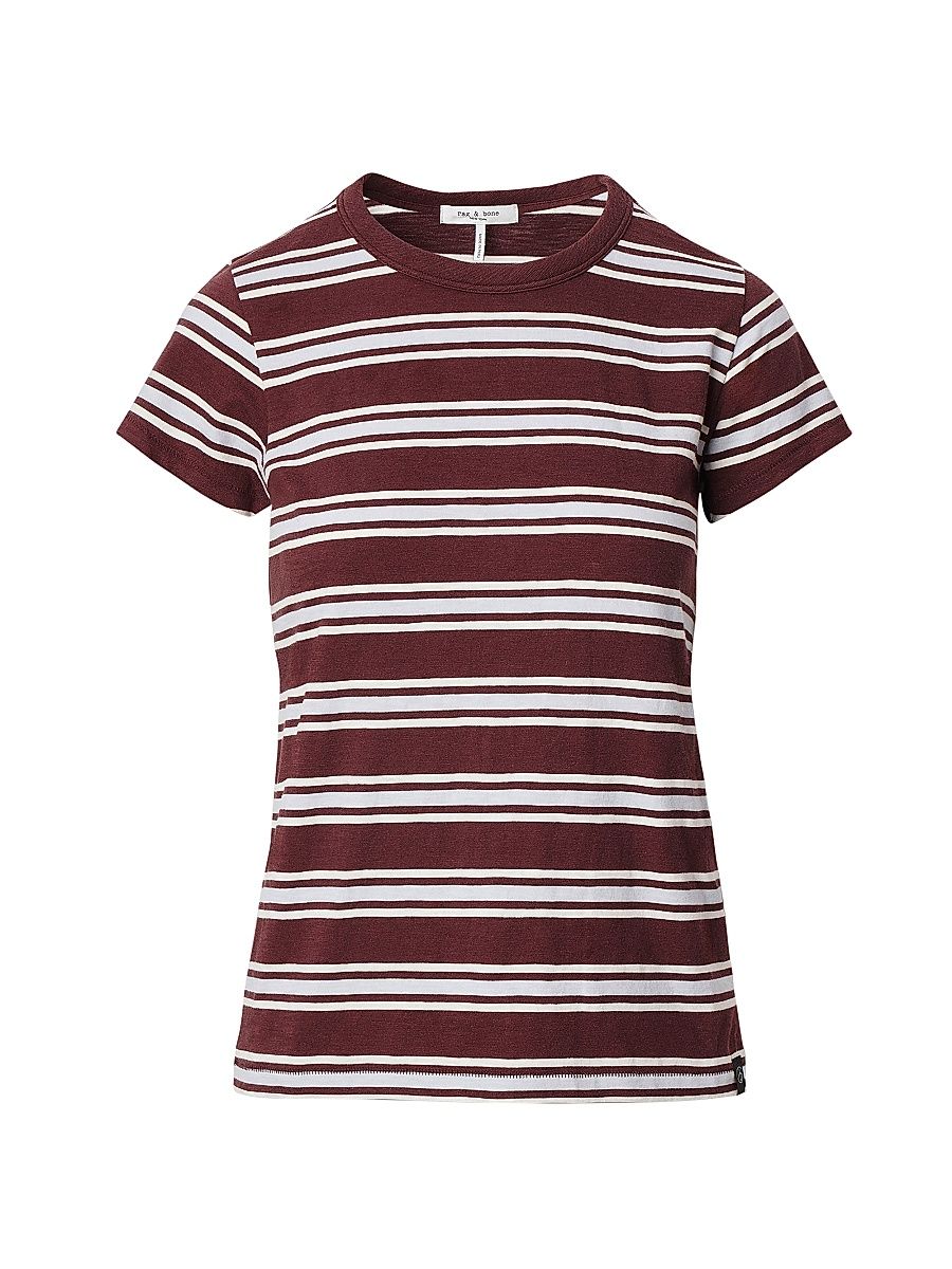 Women's The Slub Striped Cotton T-Shirt - Brown Blue Multi - Size XL