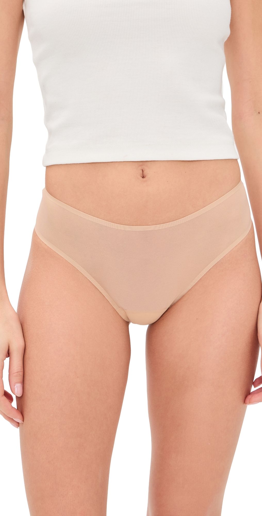 Commando Chic Mesh Thong Beige XS