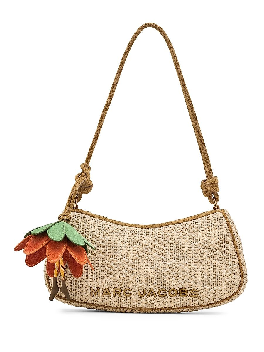 Women's Woven Charm Shoulder Bag - Natural