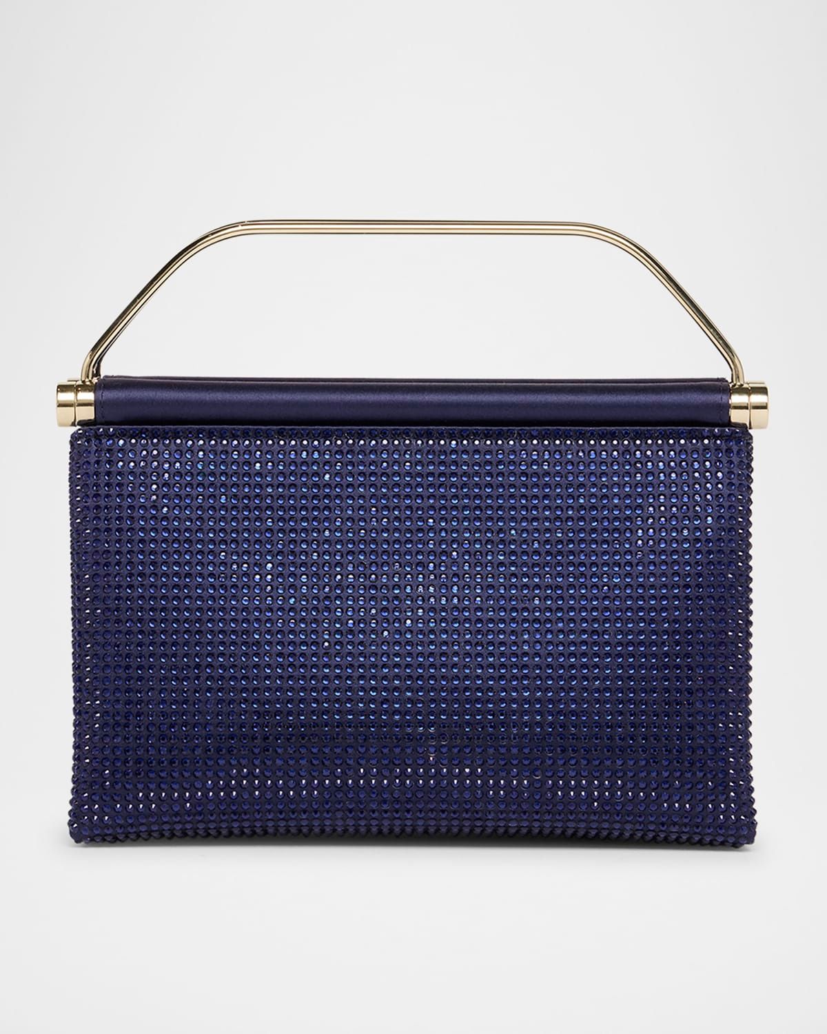Avenue Rhinestone Satin Top-Handle Bag