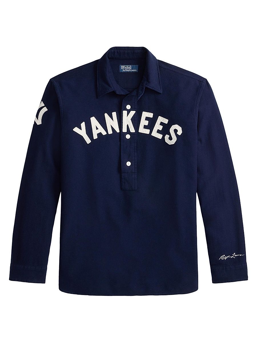 Men's Yankees Brushed Chamois Sport Shirt - Newport Navy - Size Small