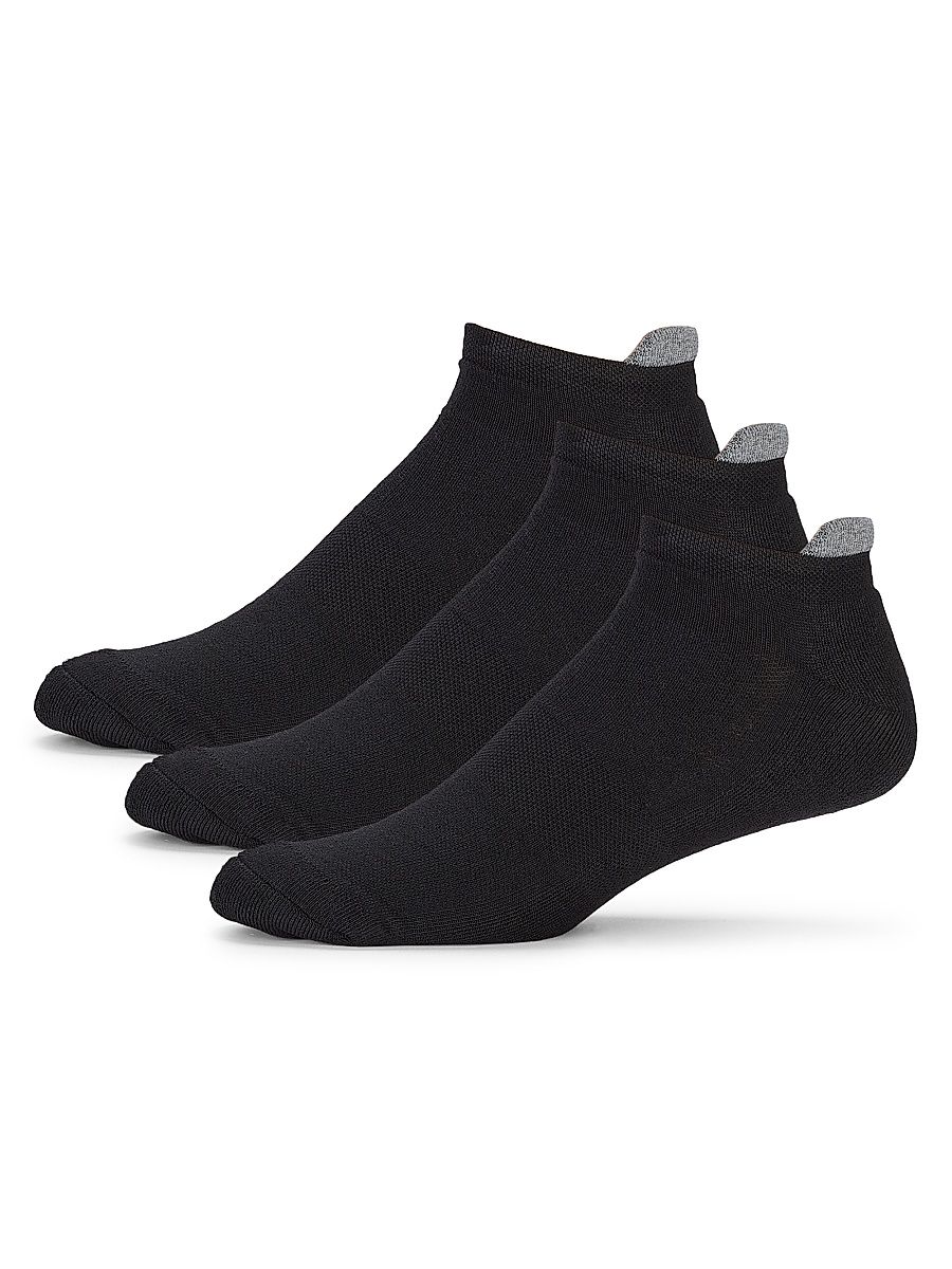 Men's 3-Pack Stretch Ankle Socks - Black