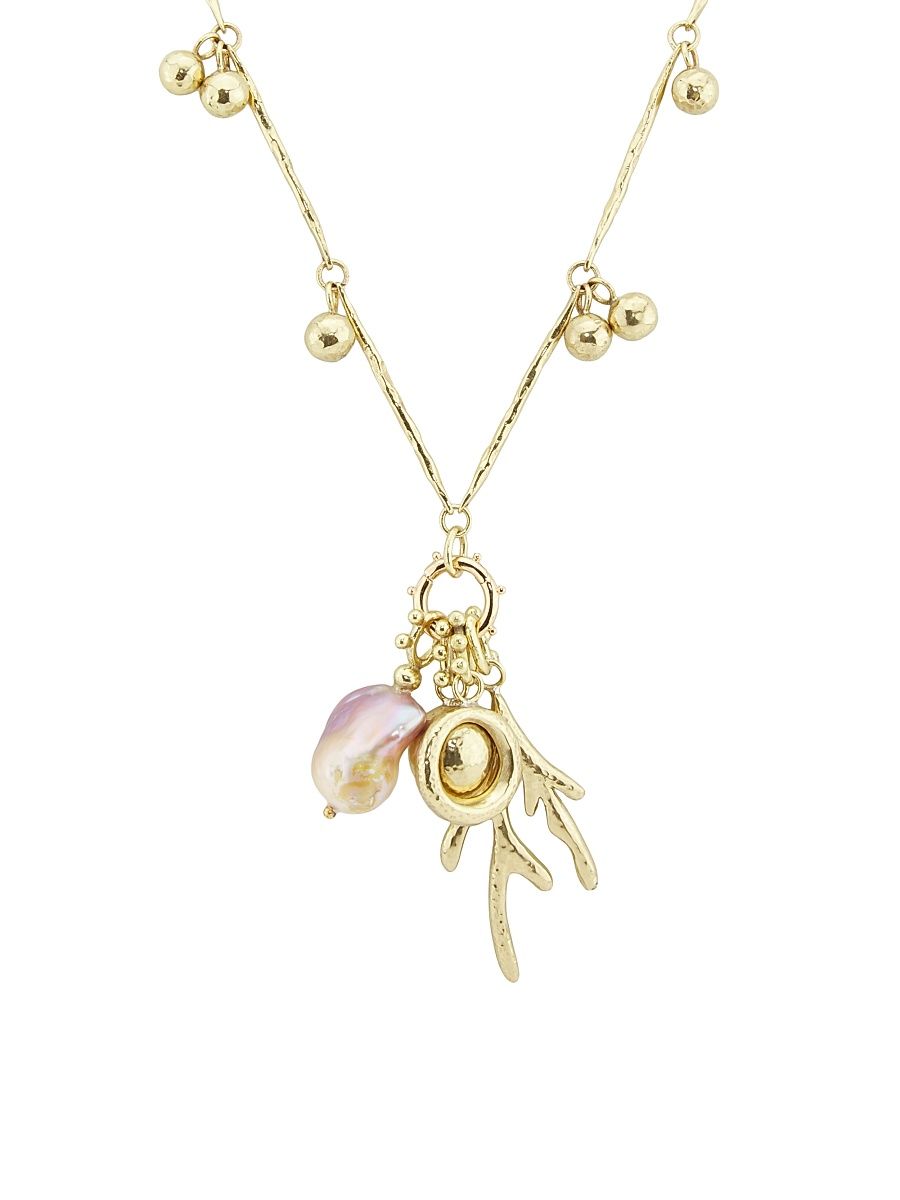 Women's Petrina Goldtone & Cultured Freshwater Pearl Charm Necklace - Brass