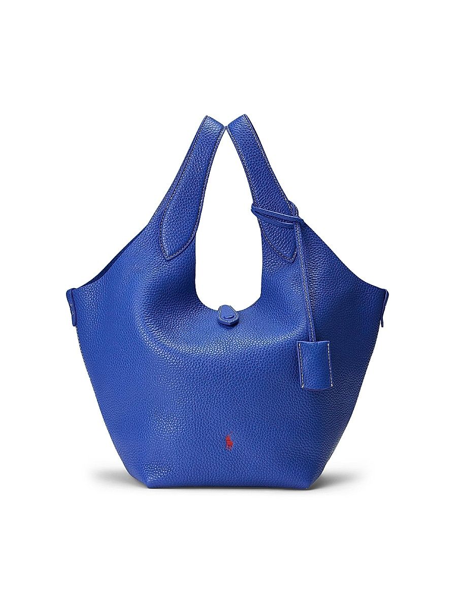 Women's Polo Play Medium Pebbled Leather Tote Bag - Ink
