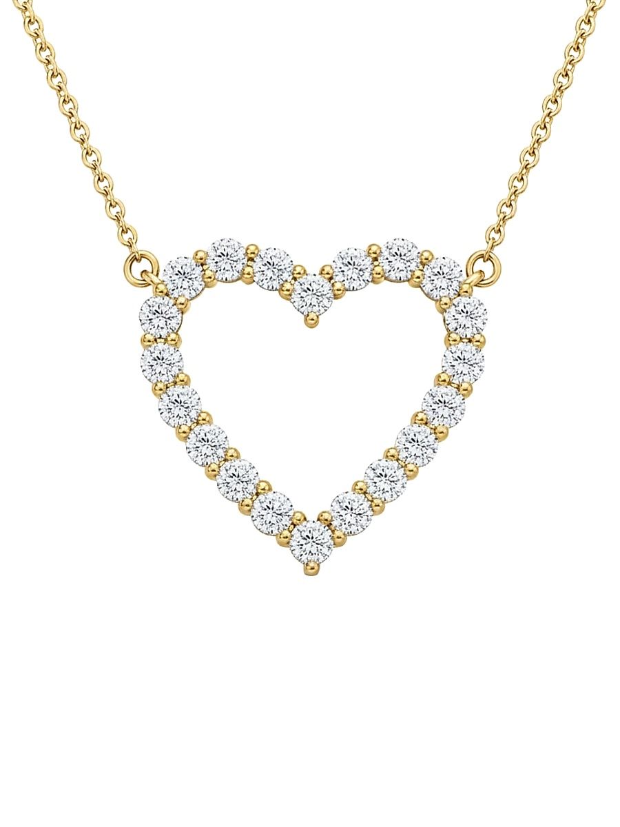 Women's 18K Yellow Gold & 3.00 TCW Lab-Grown Diamond Heart Pendant Necklace - Yellow Gold