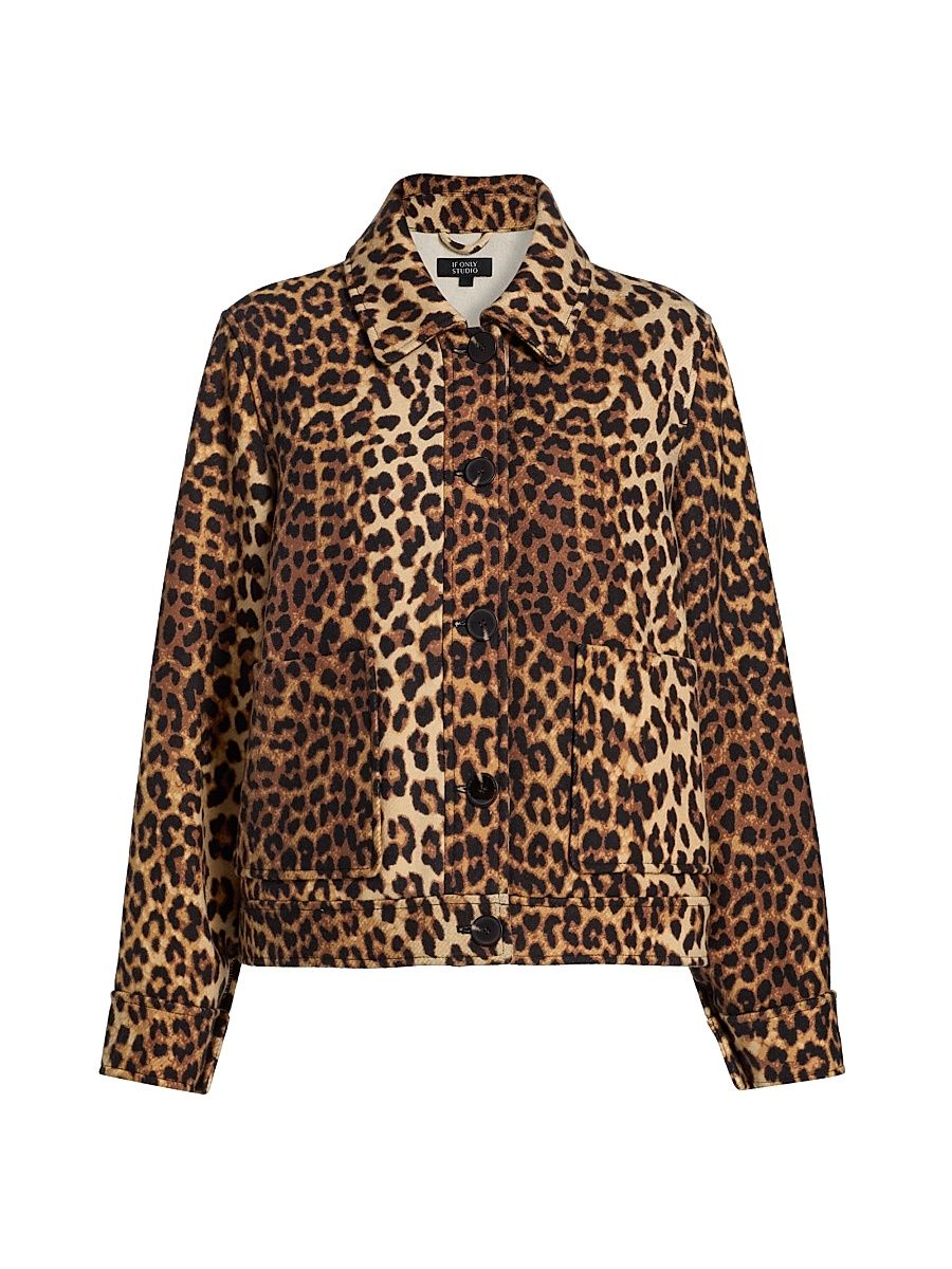 Women's Leopard-Print Jacket - Leopard - Size Large
